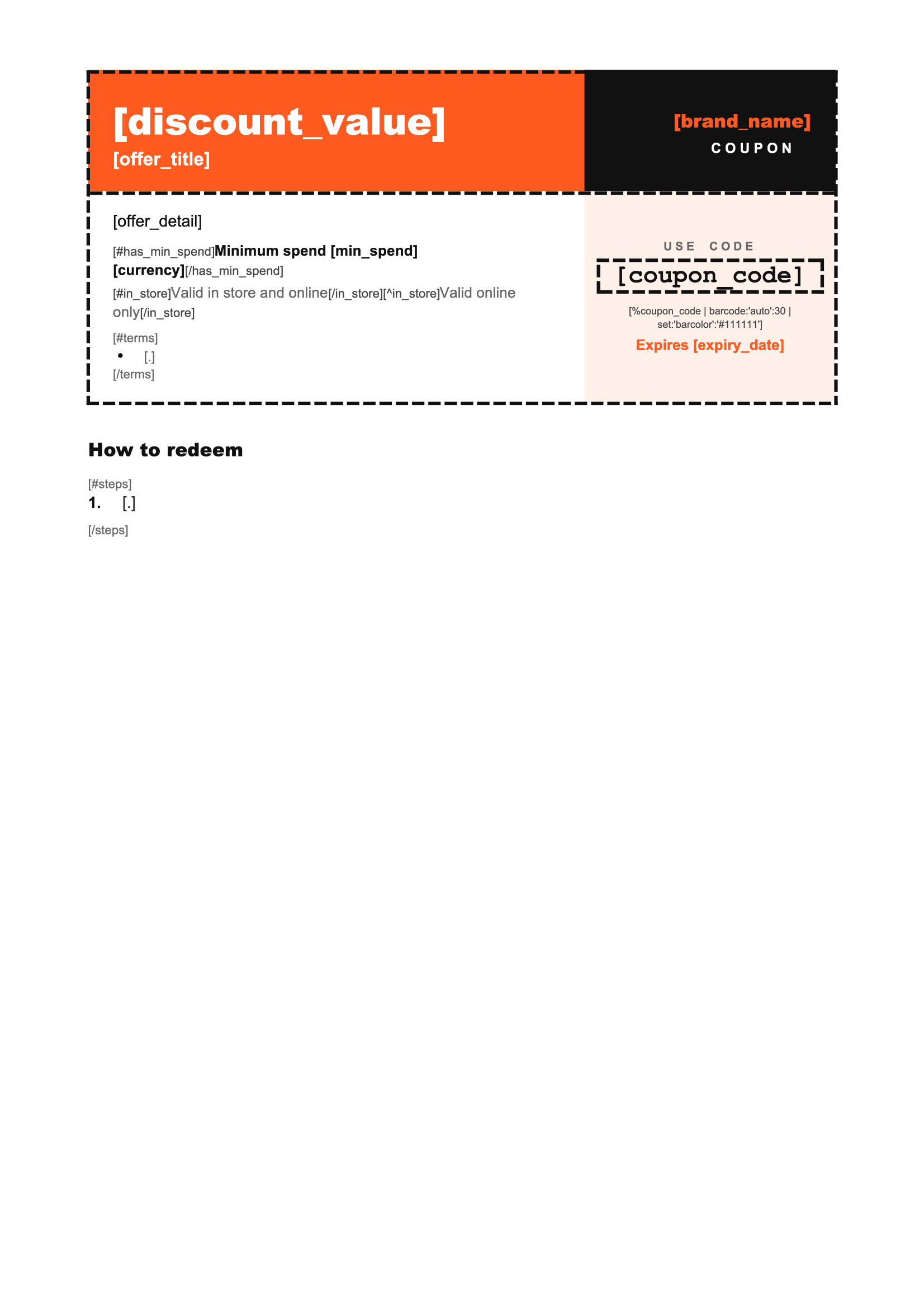 Modèle Coupon de Réduction